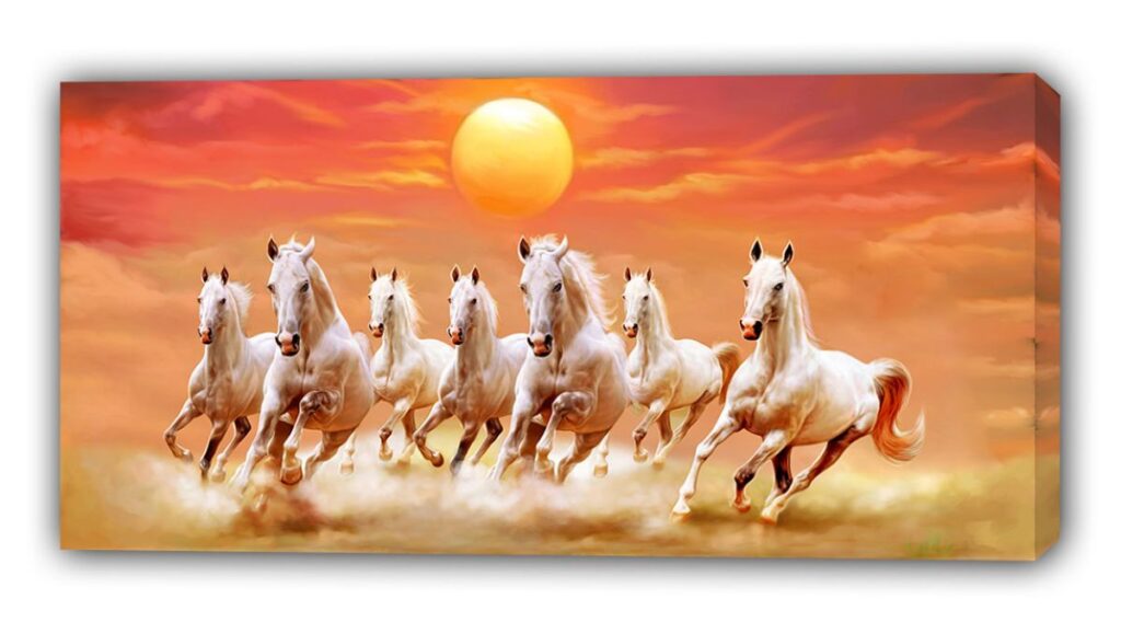 Rising Sun 7 Horses Painting