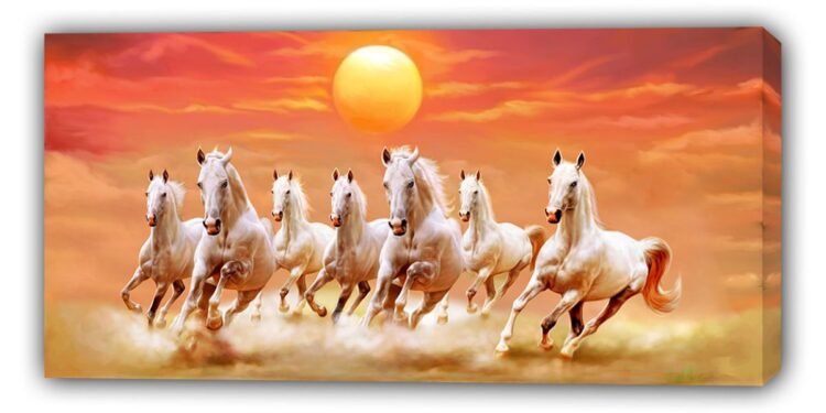 Rising Sun 7 Horses Painting